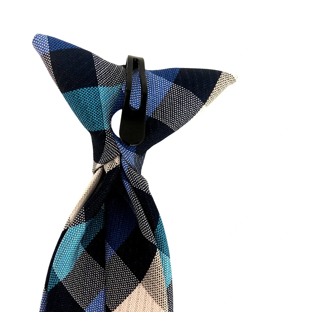 YouthTie Multicolor Blue/Black/Gray/Plaid Clip On
